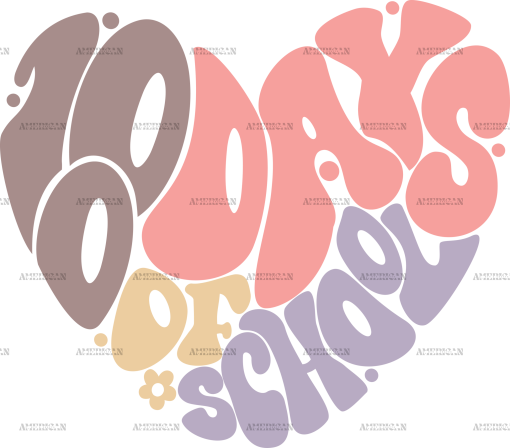 100 Days Of School Heart-1 DTF Transfer