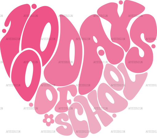 100 Days Of School Heart-2 DTF Transfer