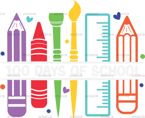 100 Days Of School Stationery-2 DTF Transfer