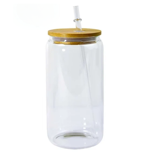 16 Oz Sublimation Clear Glass Can Wooden Top - Image 5