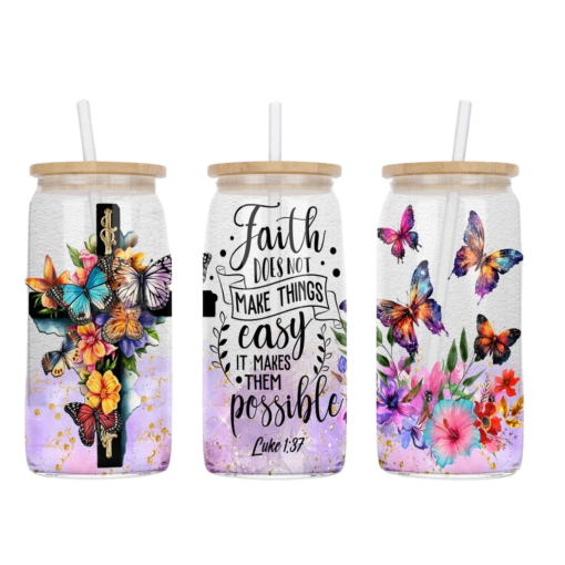 16 Oz Sublimation Clear Glass Can Wooden Top - Image 4