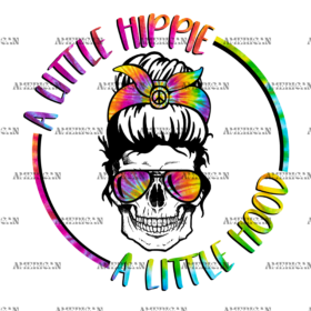 A Little Hippie Skull Circle DTF Transfer