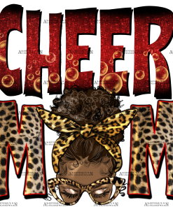 Afro Messy Bun Cheer Mom DTF Transfer