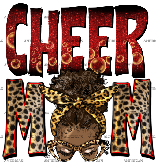 Afro Messy Bun Cheer Mom DTF Transfer