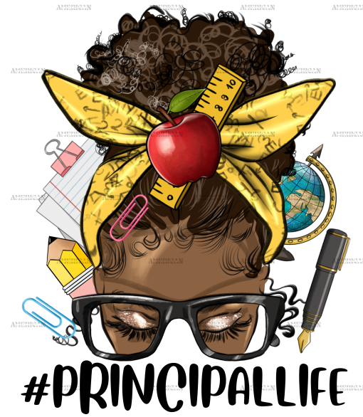 Afro Messy Bun Principal Life DTF Transfer