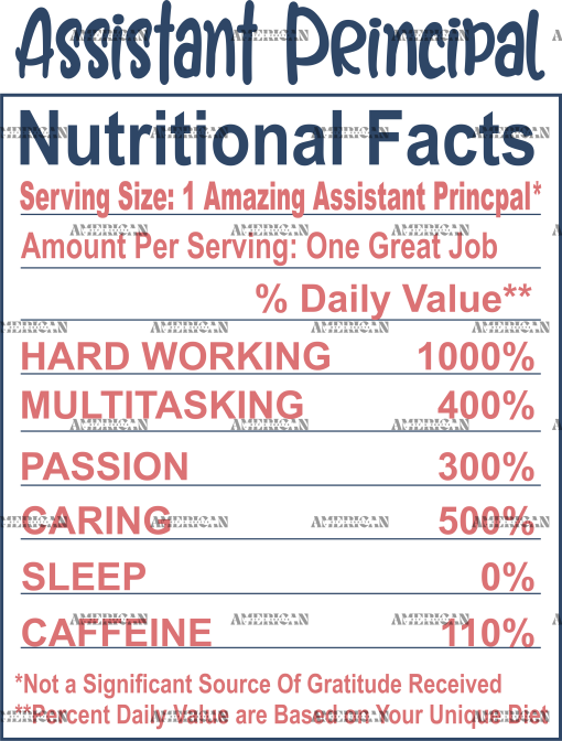 Assistant Principal Nutritional Facts DTF Transfer