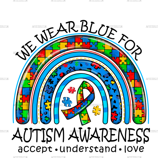 Autism Awareness Rainbow DTF Transfer