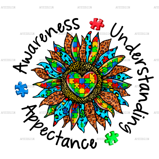 Autism Awareness Sunflower DTF Transfer