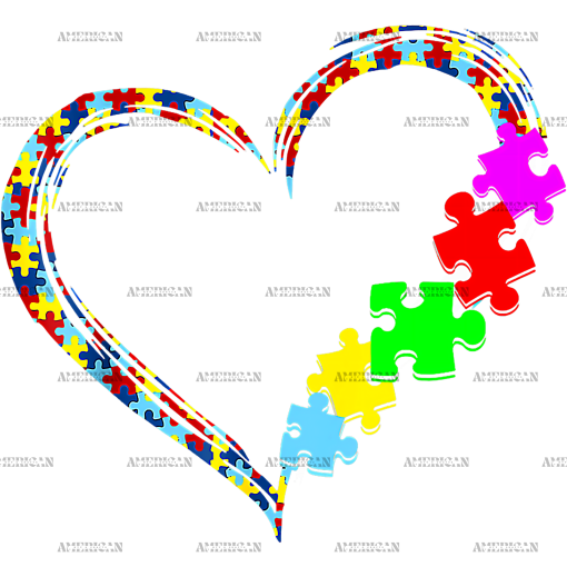 Autism Heart DTF Transfer