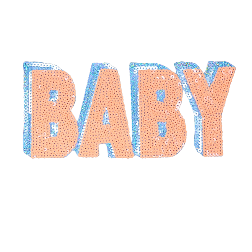 Baby Neon Coral Glitter Patch (Large/Sequin)