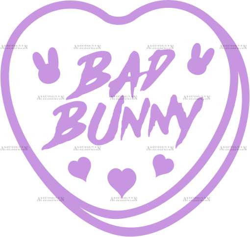 Bad Bunny Candy Hearts Purple DTF Transfer