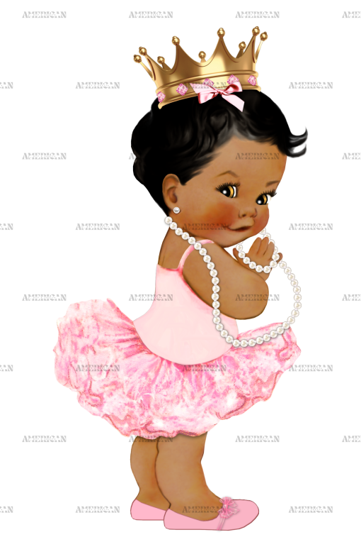 Ballerina Pink Pearls Girl-DarkJetWavy DTF Transfer