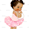 Ballerina Pink Pearls Girl-MediumBrunette DTF Transfer