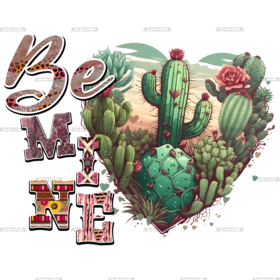 Be Mine Cactus Western Valentine DTF Transfer