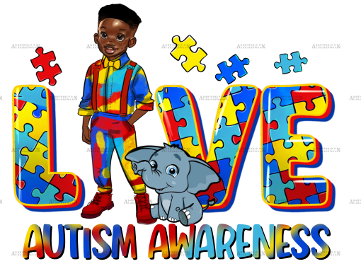 Black Boy Autism Love DTF Transfer
