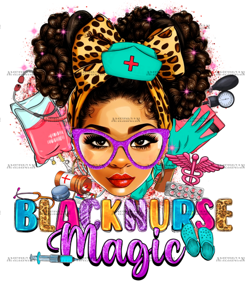 Black Nurse Magic DTF Transfer