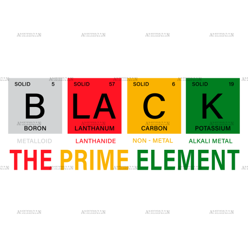 Black The Prime Element-7 DTF Transfer