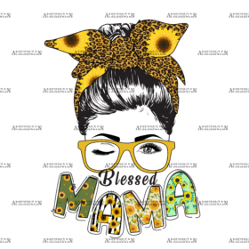 Blessed Mama Messy Bun DTF Transfer