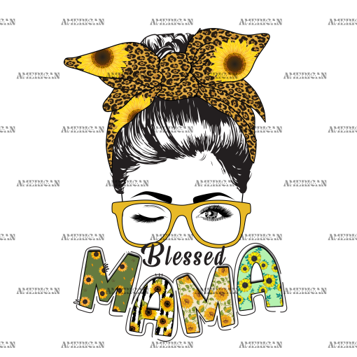 Blessed Mama Messy Bun DTF Transfer