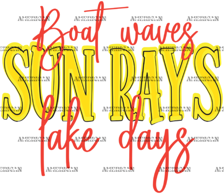 Boat Waves Sun Rays Lake Days DTF Transfer