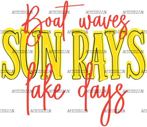 Boat Waves Sun Rays Lake Days DTF Transfer