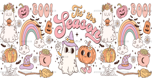 Boo Tis The Season Rainbow UV DTF Transfer