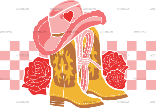 Boots And Roses Western Valentine DTF Transfer