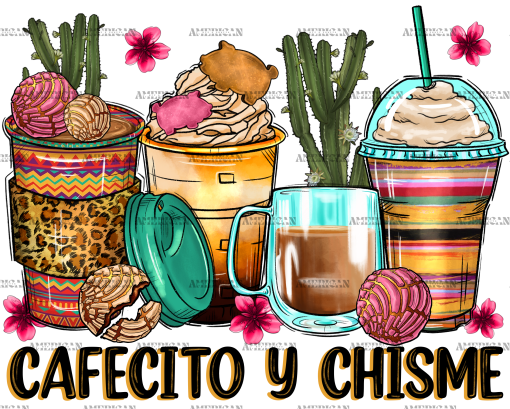 Cafecito Y Chisme Coffee Cups DTF Transfer