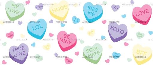 Candy Hearts-3 UV DTF Transfer