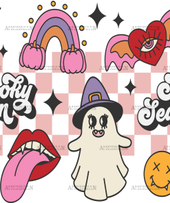 Checkered Spooky Season Halloween UV DTF Transfer