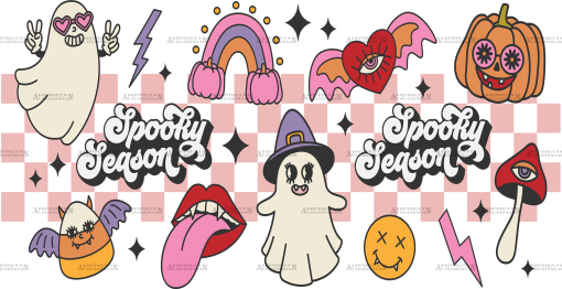 Checkered Spooky Season Halloween UV DTF Transfer