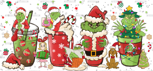 Christ Grinch Coffee Cups UV DTF Transfer