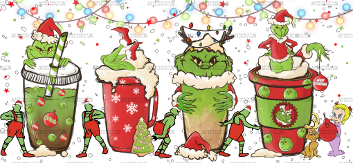 Christmas Grinch Latte UV DTF Transfer