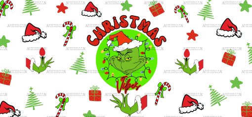 Christmas Vibes Grinch UV DTF Transfer
