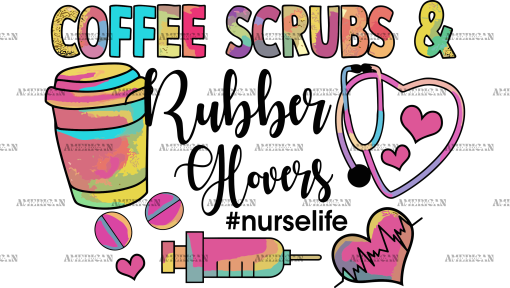 Coffee Scrubs Rubber Glovers UV DTF Transfer