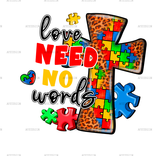 Cross Love Need No Words DTF Transfer