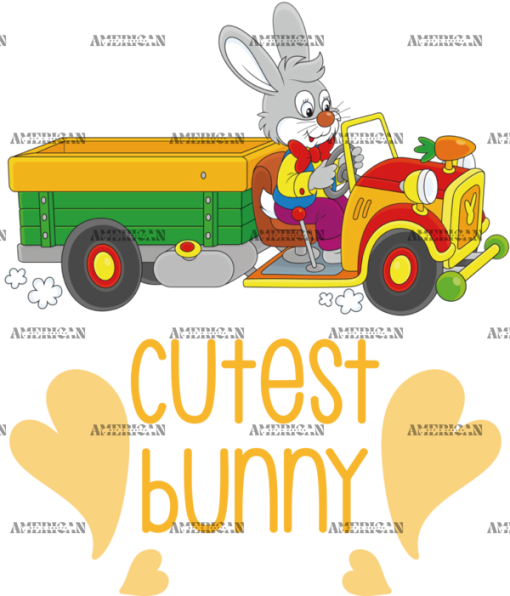 Cutest Bunny Truck DTF Transfer