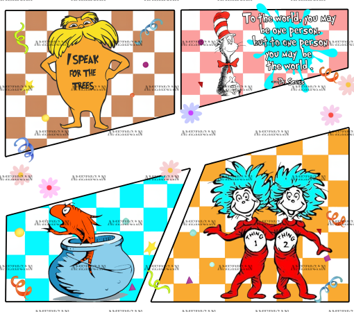 Dr. Seuss Day Collage Flowers DTF Transfer