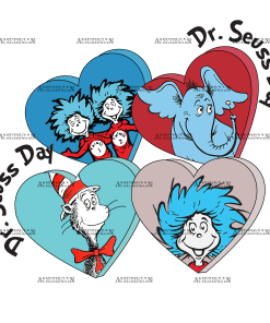 Dr. Seuss Day Hearts DTF Transfer