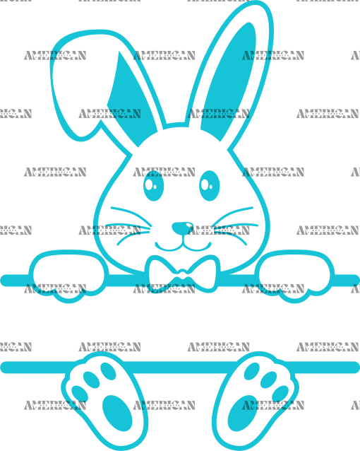 Easter Bunny Name Frame Blue-3 DTF Transfer