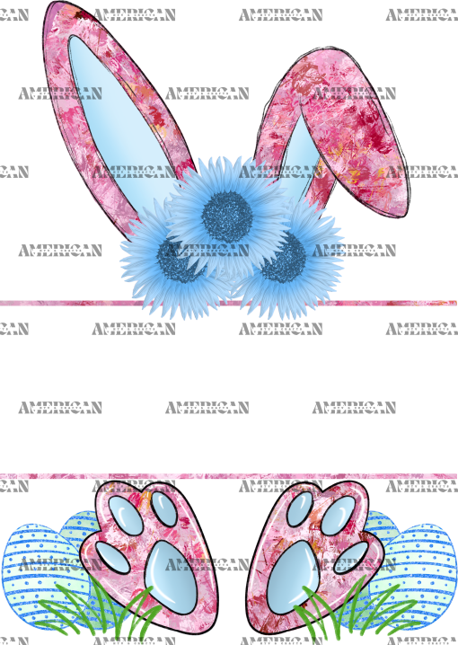 Easter Bunny Name Frame Blue-5 DTF Transfer
