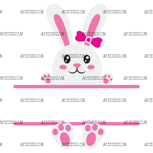 Easter Bunny Name Frame Pink-3 DTF Transfer
