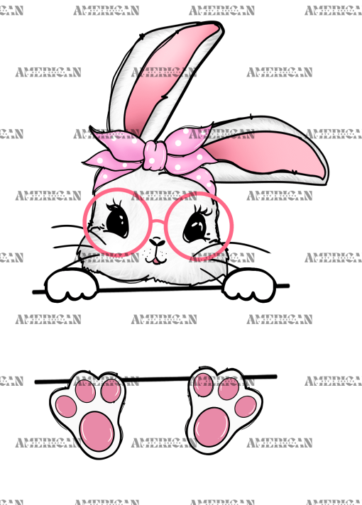 Easter Bunny Name Frame Pink-4 DTF Transfer