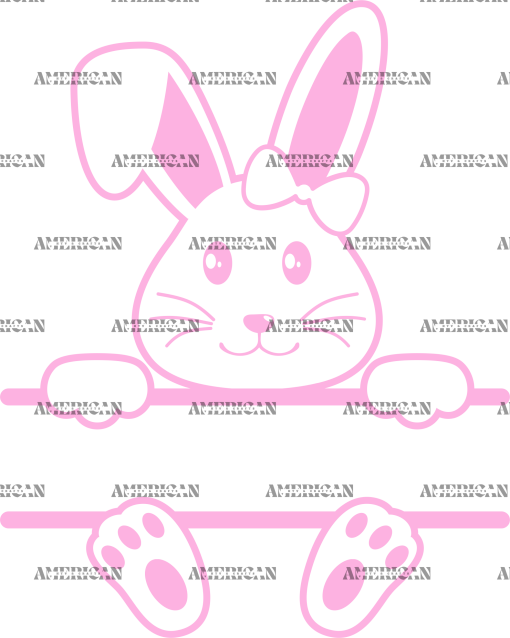 Easter Bunny Name Frame Pink-5 DTF Transfer