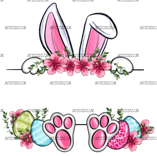 Easter Bunny Name Frame Pink DTF Transfer