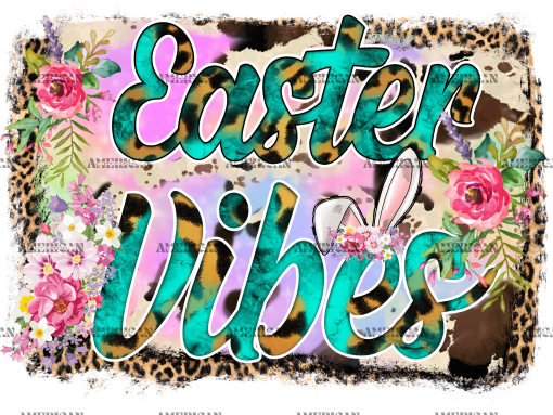Easter Vibes Leopard Frame DTF Transfer