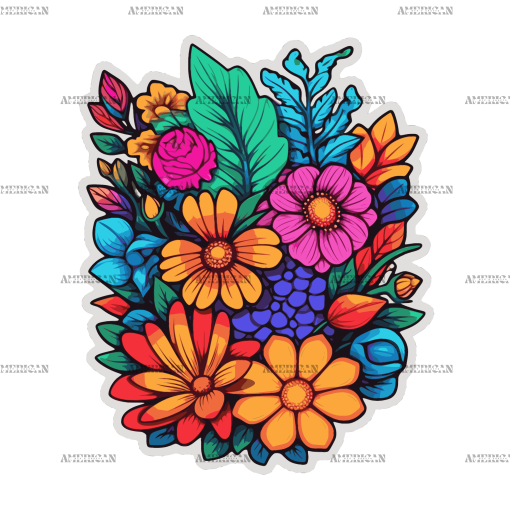 Flowers Sticker-24 UV DTF Transfer