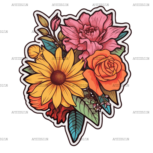 Flowers Sticker-26 UV DTF Transfer
