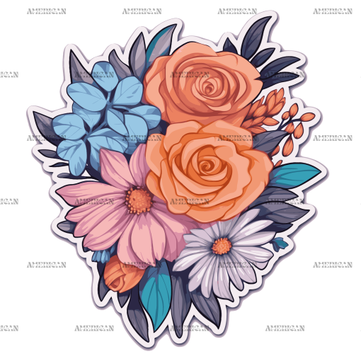 Flowers Sticker-6 UV DTF Transfer