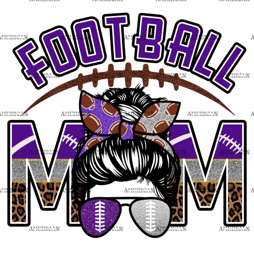 Football Mom Purple Silver DTF Transfer